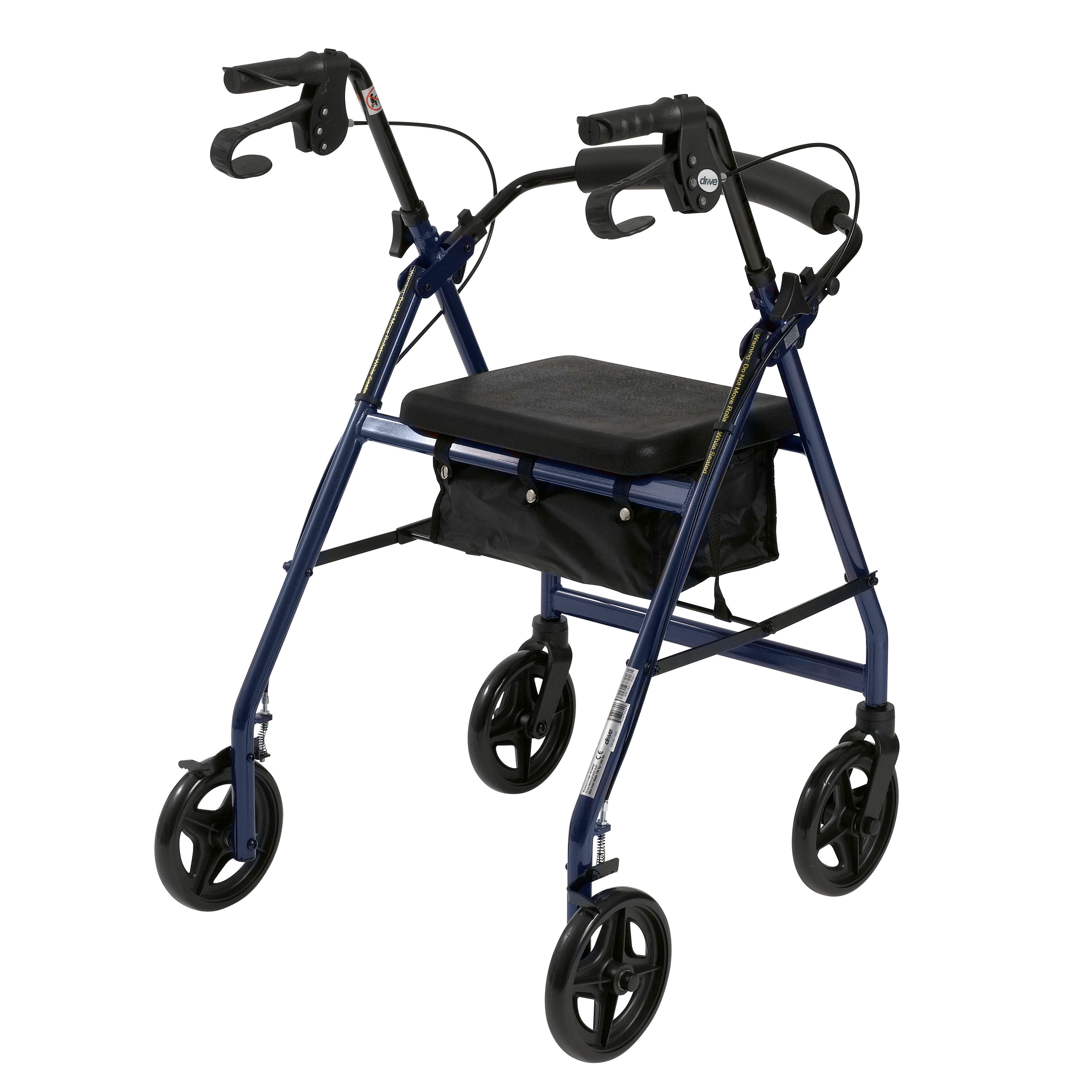 Image 3 of Aluminum Rollator with Fold Up and Removable Back Support Padded Seat 7.5" Casters with Loop Locks