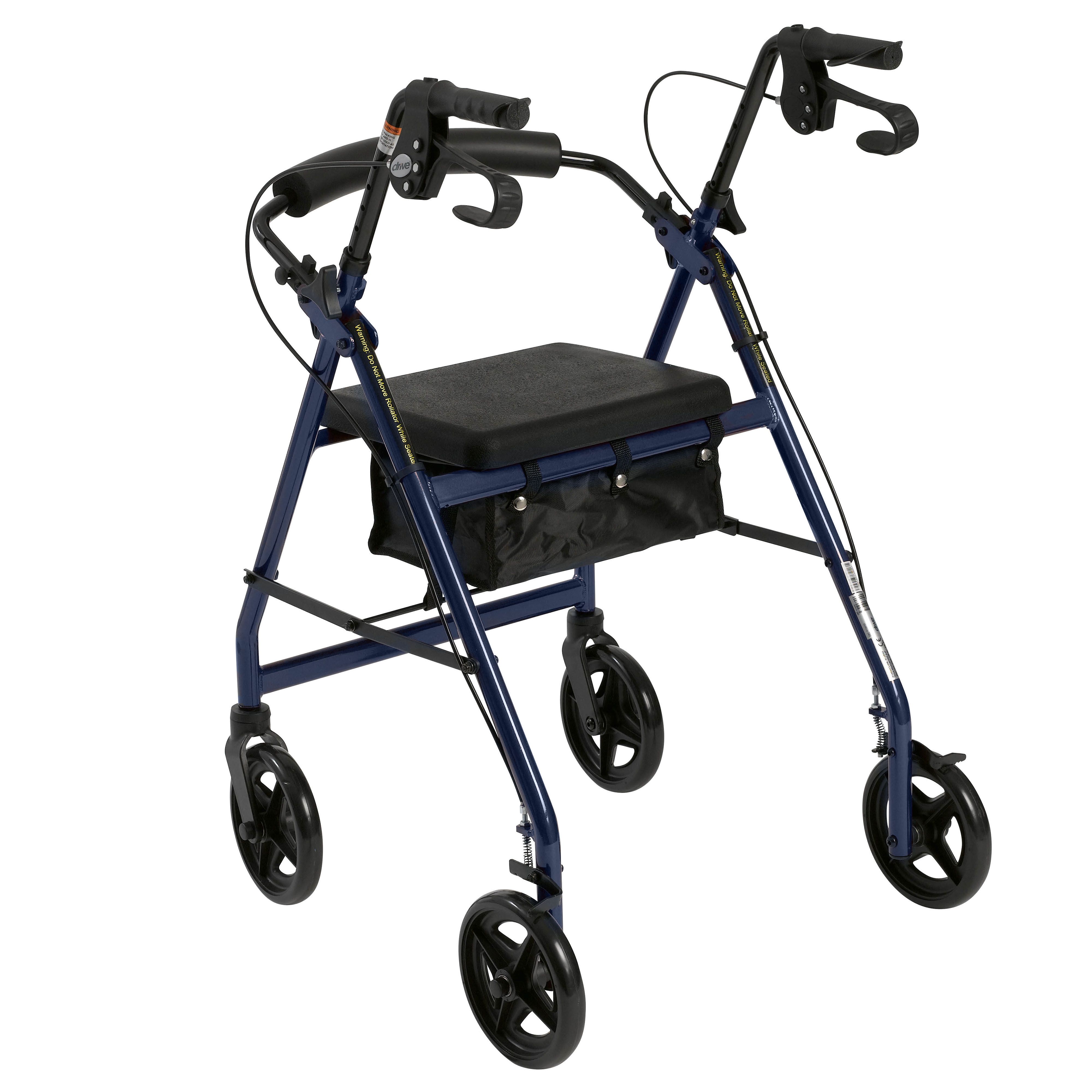 Image 4 of Aluminum Rollator with Fold Up and Removable Back Support Padded Seat 7.5" Casters with Loop Locks