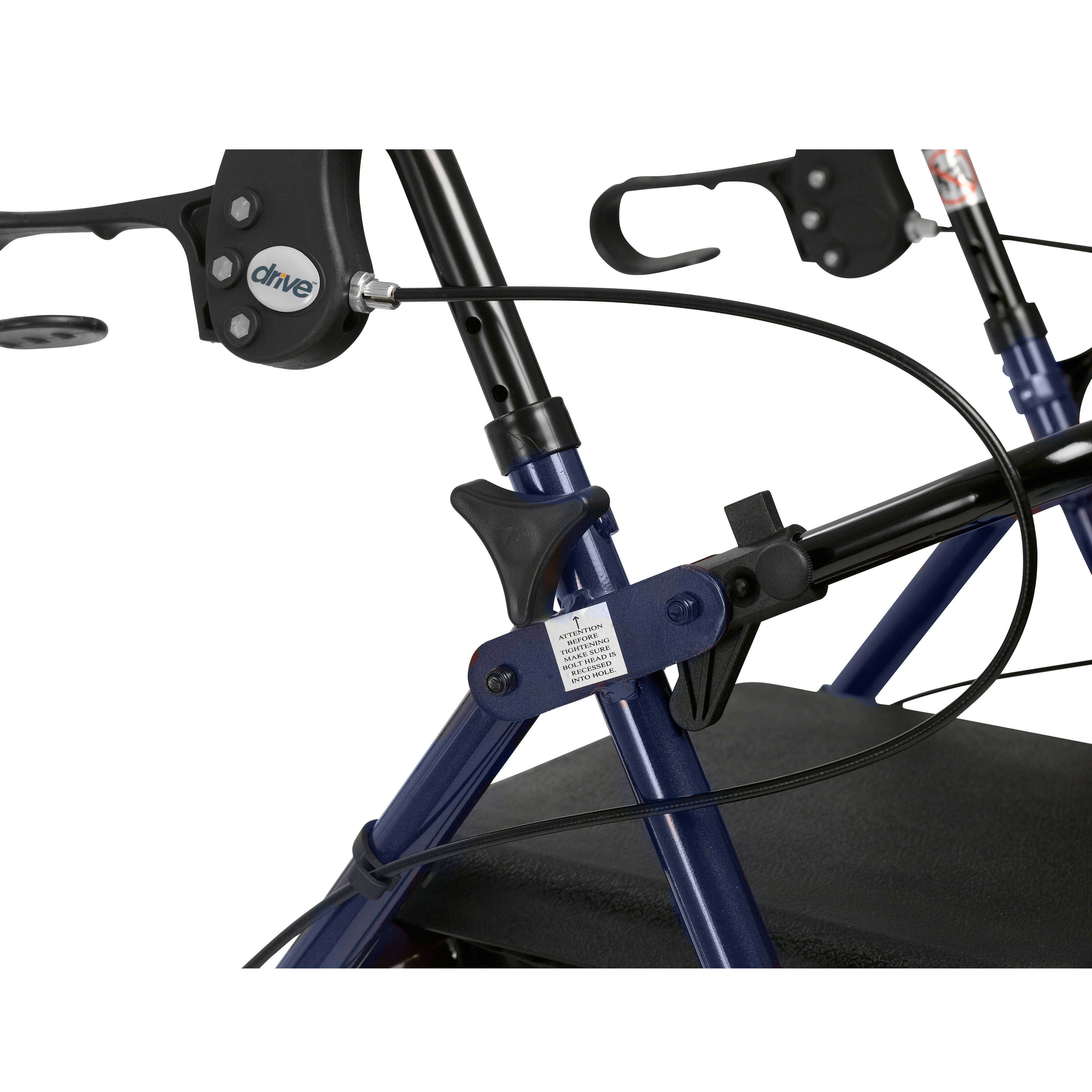 Image 8 of Aluminum Rollator with Fold Up and Removable Back Support Padded Seat 7.5" Casters with Loop Locks