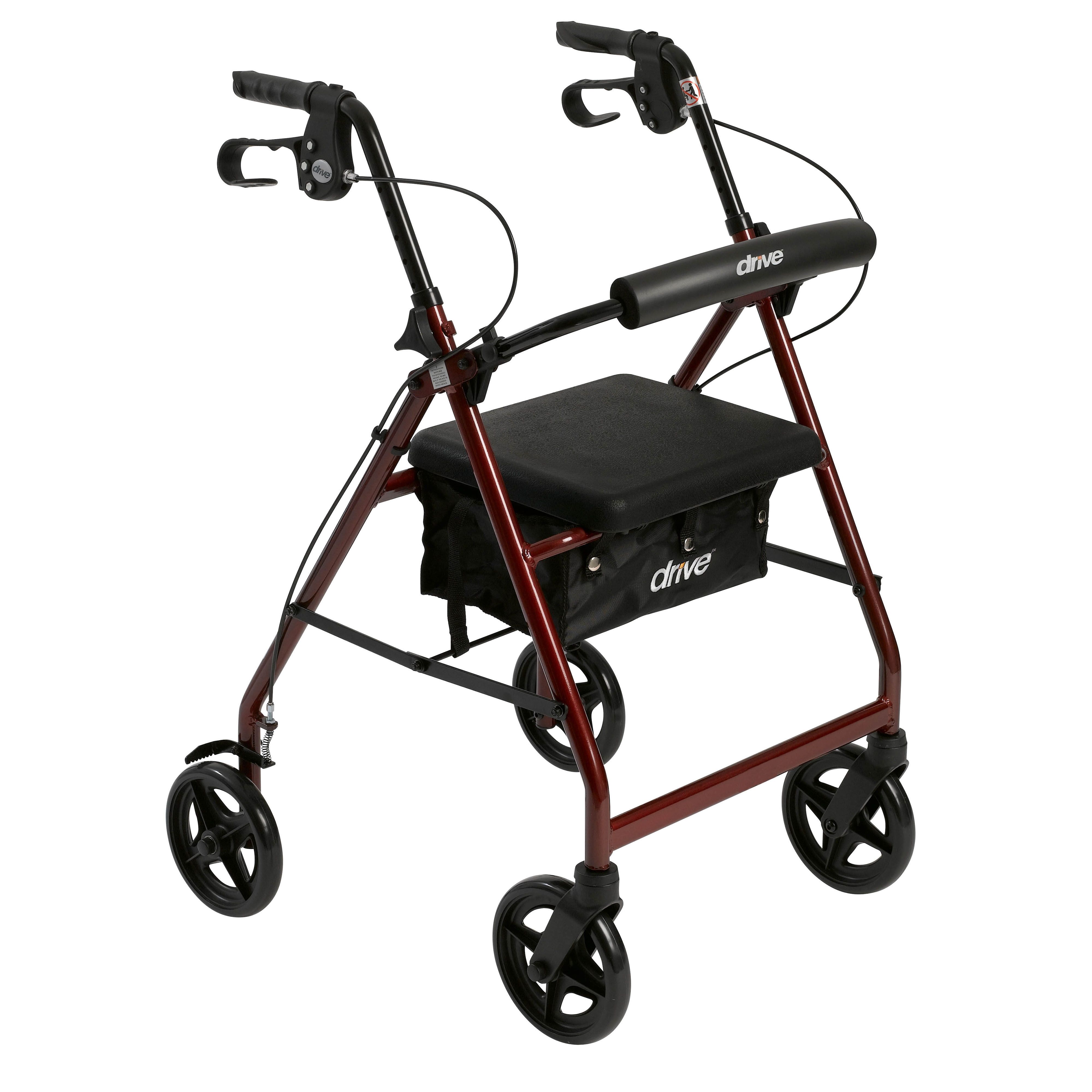 Image 17 of Aluminum Rollator with Fold Up and Removable Back Support Padded Seat 7.5" Casters with Loop Locks