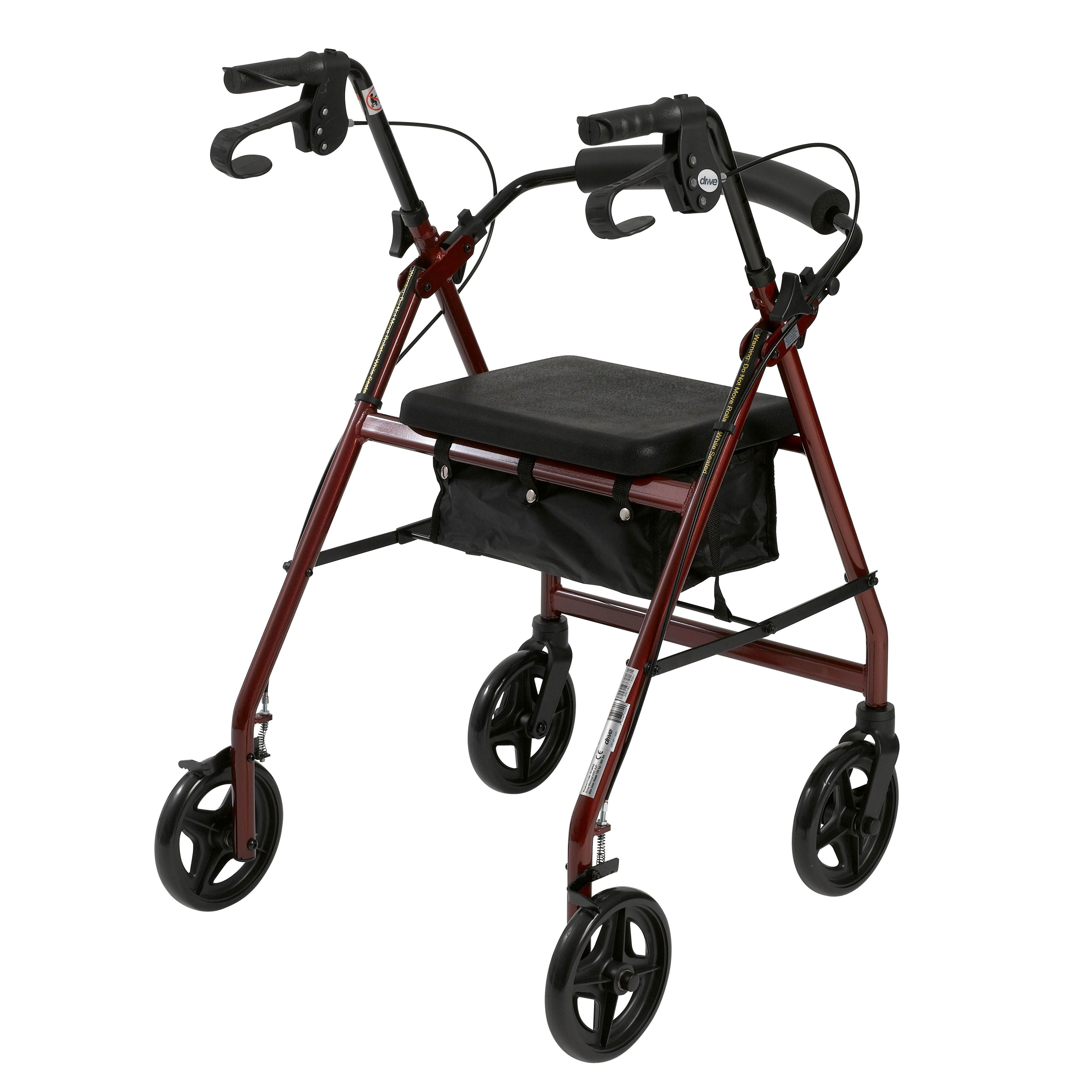 Image 10 of Aluminum Rollator with Fold Up and Removable Back Support Padded Seat 7.5" Casters with Loop Locks