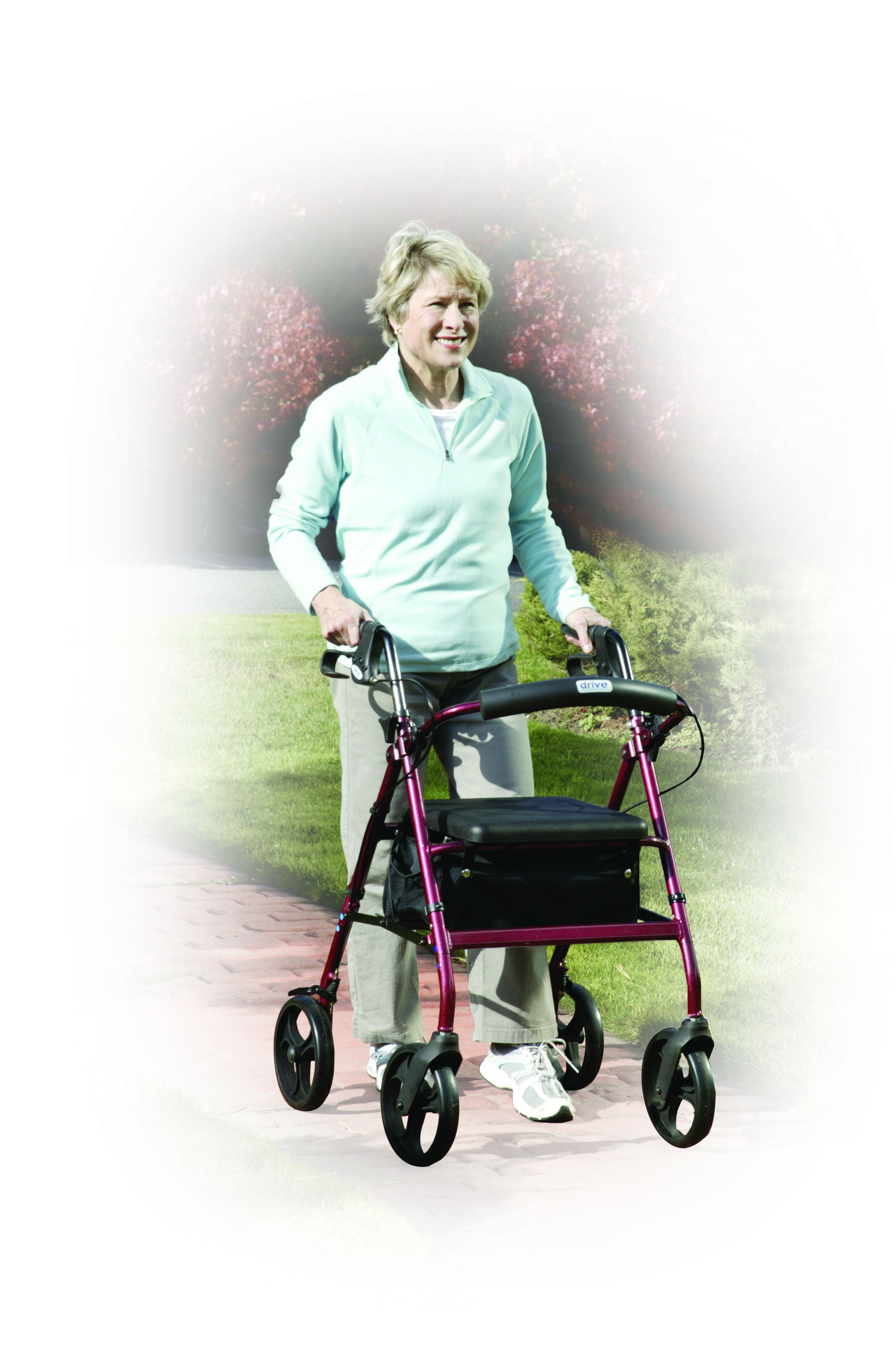 Image 16 of Aluminum Rollator with Fold Up and Removable Back Support Padded Seat 7.5" Casters with Loop Locks