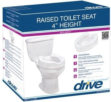 Image 1 of Drive Medical Raised Toilet Seat with Lock and Lid, Standard Seat (2, 4, 6 inch)
