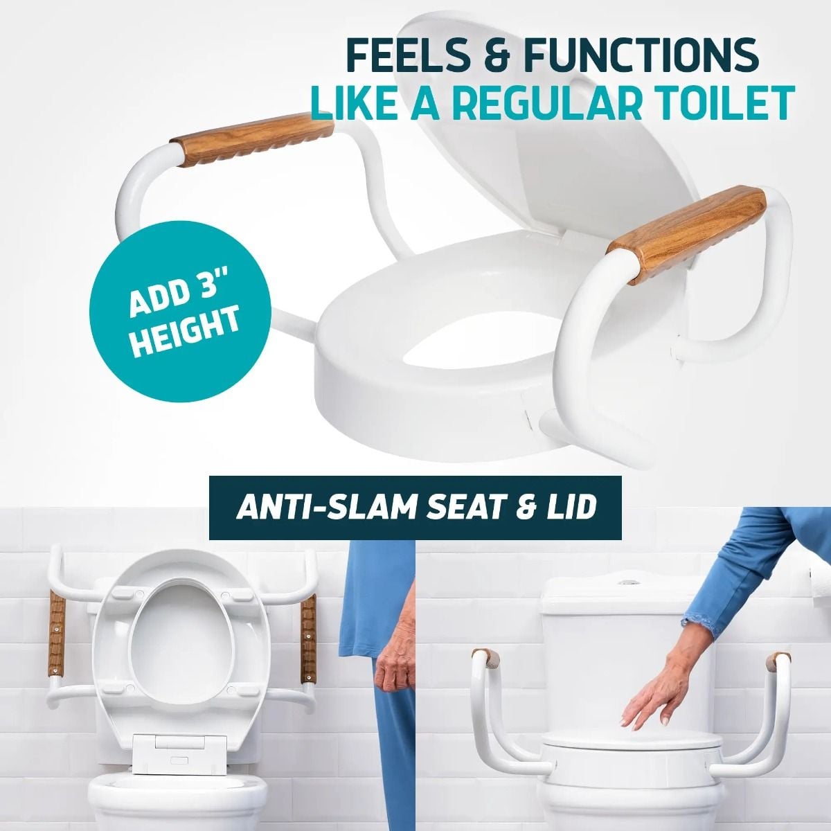 Anti-Slam Seat & Lid, Adds 3" Height