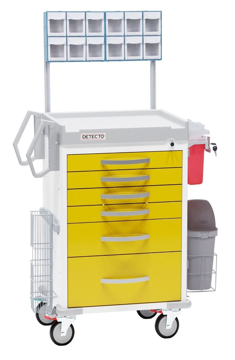 6 Drawer Cart, Keyed Lock, Yellow