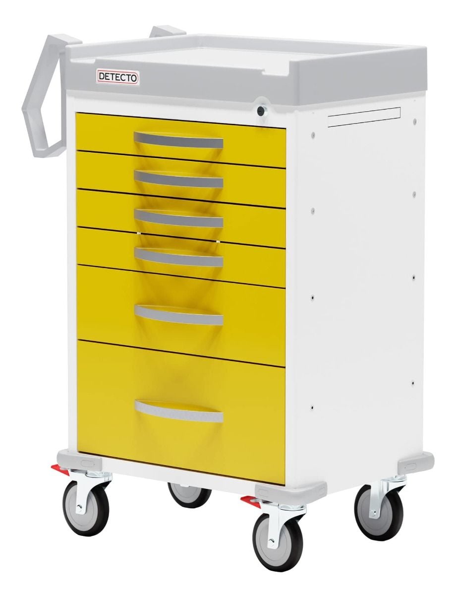 6 Drawer Cart, Keyed Lock, Yellow