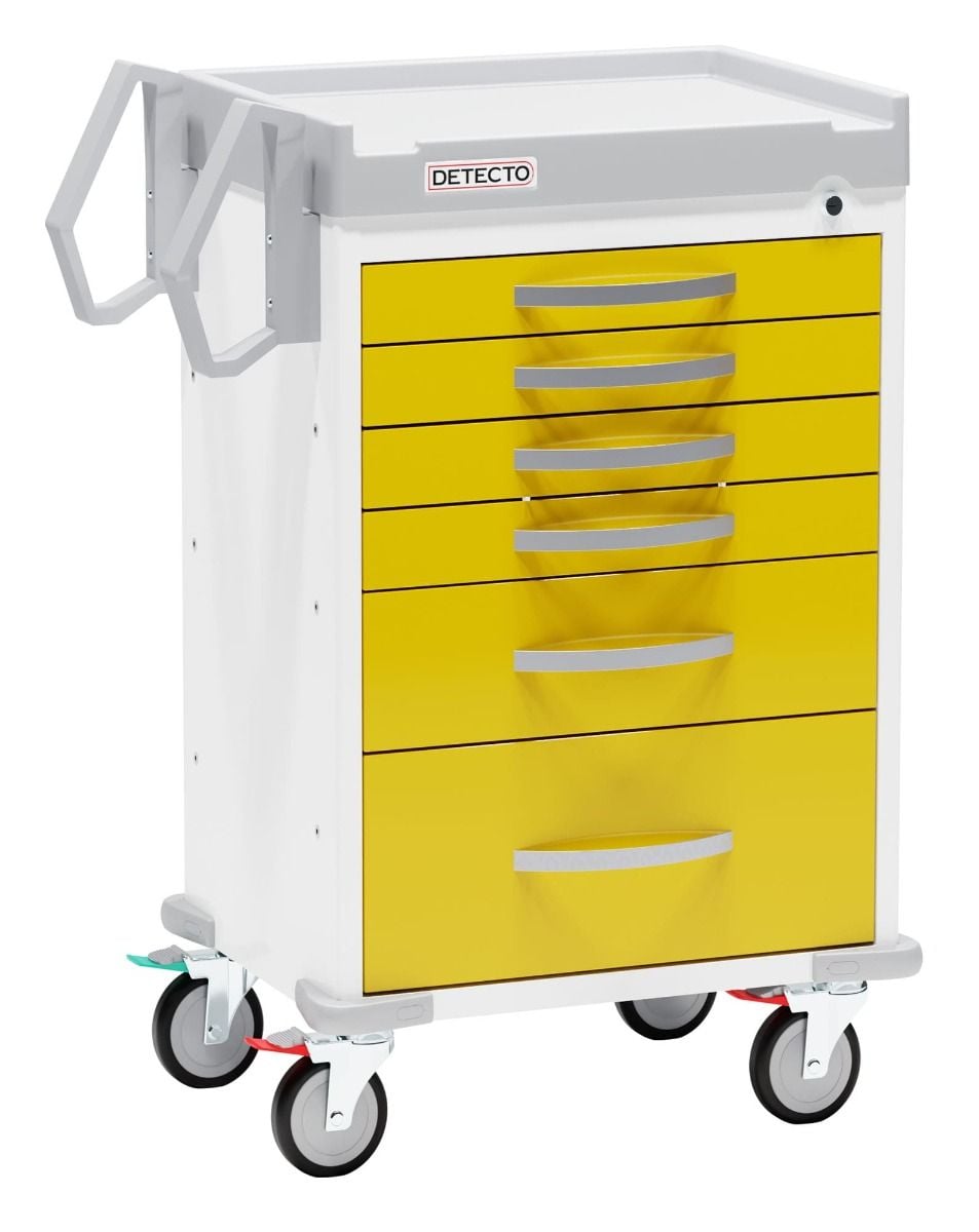 6 Drawer Cart, Keyed Lock, Yellow