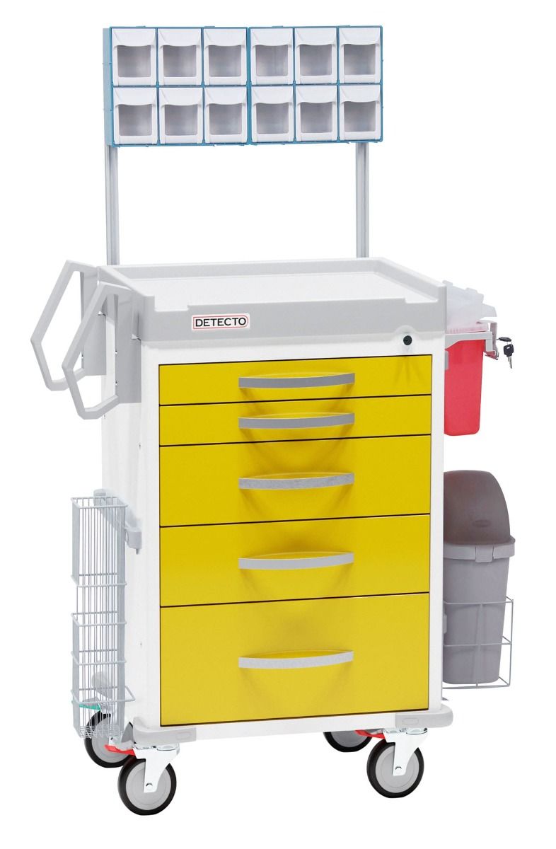 5-Drawer Cart, Keyed Lock, Yellow