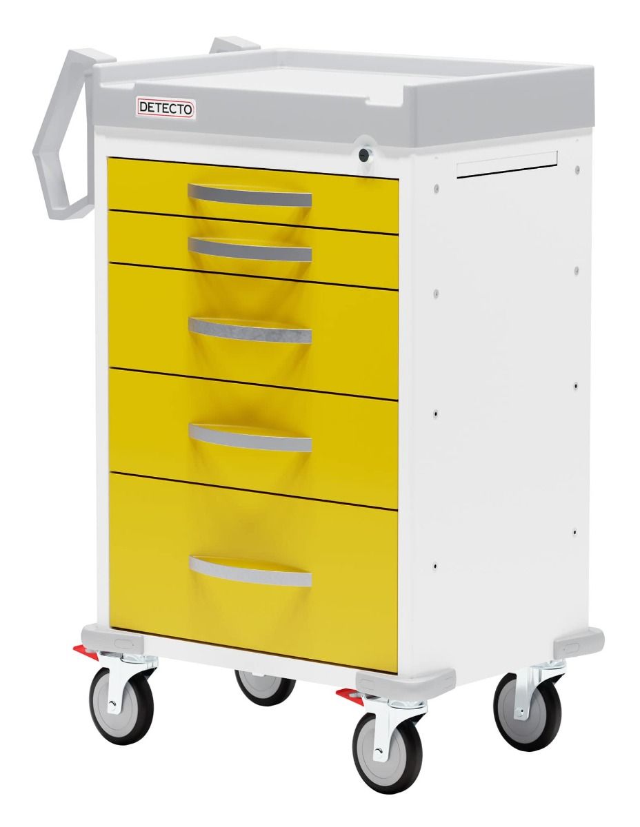 5-Drawer Cart, Keyed Lock, Yellow