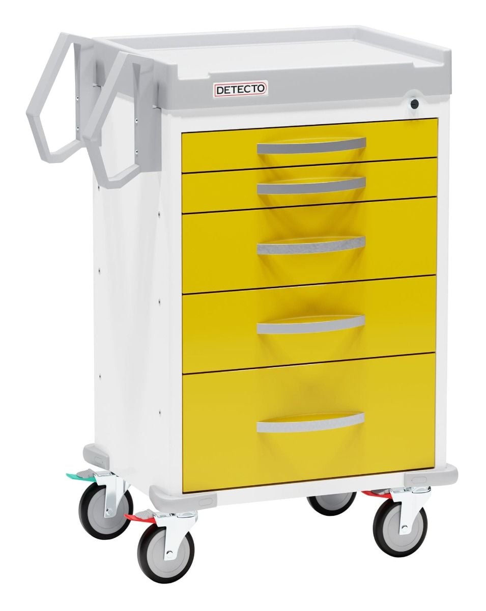 5-Drawer Cart, Keyed Lock, Yellow