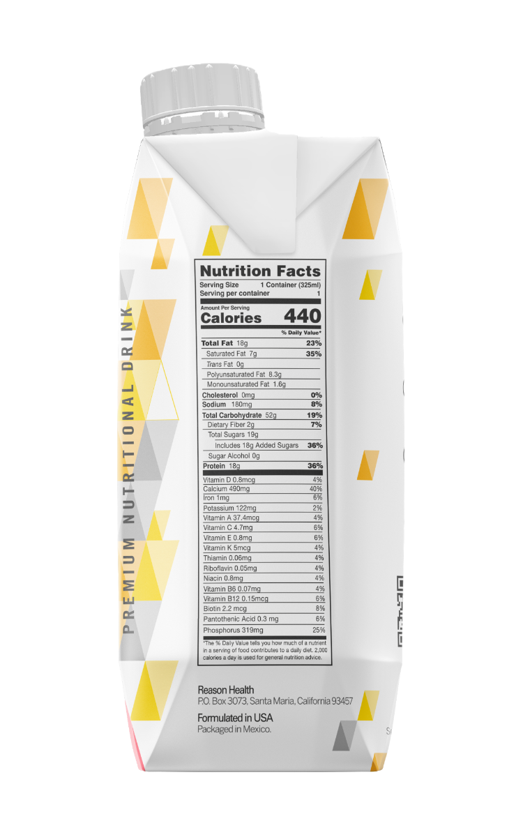 Nutrition facts on bottle