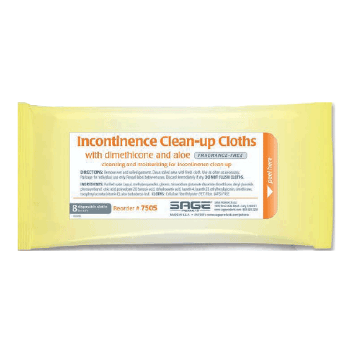 8 x 8 Incontinence Clean-Up Cloths