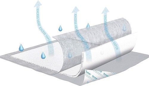 The InstaDri pad has a breathable topsheet that lets moisture vapor evaporate.