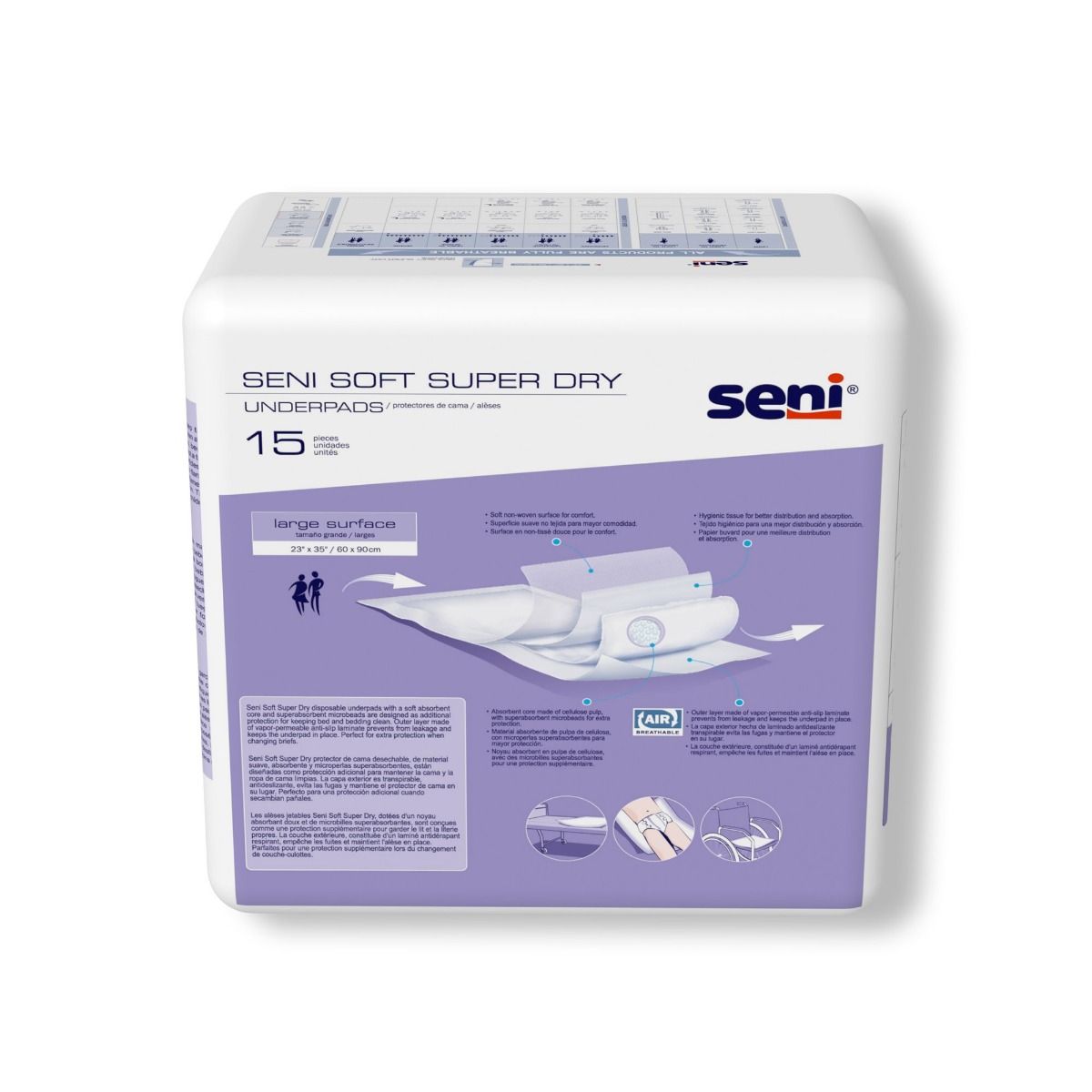Seni Soft Super Dry Bladder Control Pads Package, Back View