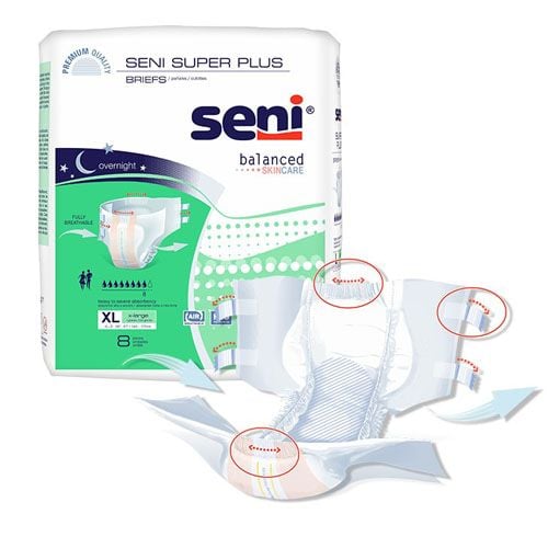 Seni Super Plus Briefs, extra large, 8 pack