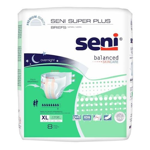 Seni Super Plus Briefs, extra large 8 pack, package only