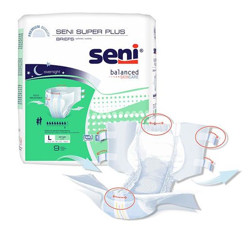 Seni Super Plus Briefs, large, 9 pack