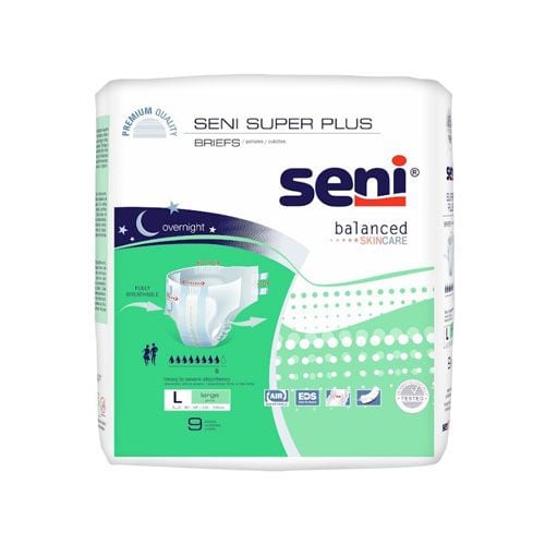 Seni Super Plus Briefs, large 9 pack, package only
