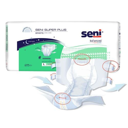 Seni Super Plus Briefs, large, 25 pack