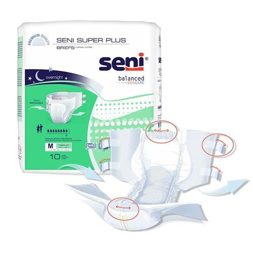 Seni Super Plus Briefs, medium, 10 pack