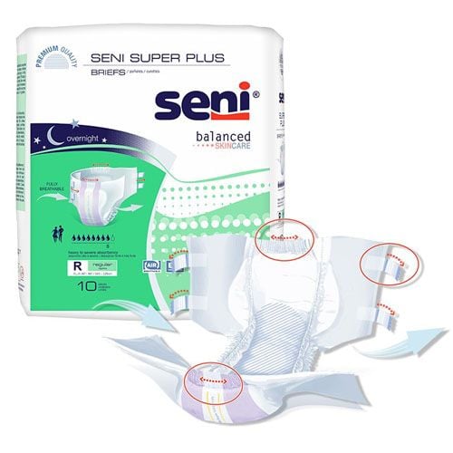 Seni Super Plus Briefs, regular, 10 pack