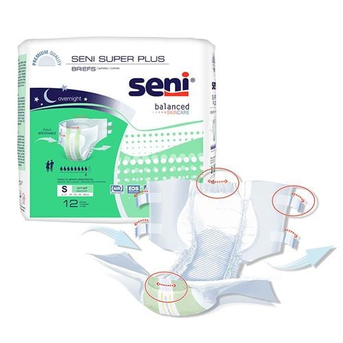 Seni Super Plus Briefs, small, pack of 12