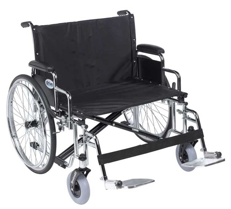 Sentra EC Heavy Duty Extra Wide Wheelchair Desk Length Arms and Swing Back Footrests