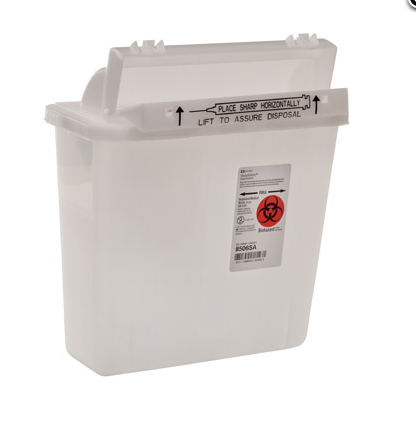 5 Quart SharpSafety™ Safety In Room Sharps Container Counterbalance Lid, Clear 8506SA