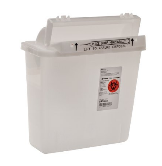 5 Quart Sharps Container With Counter-Balanced Lid - Translucent Base