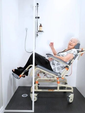 Woman tilted back in chair