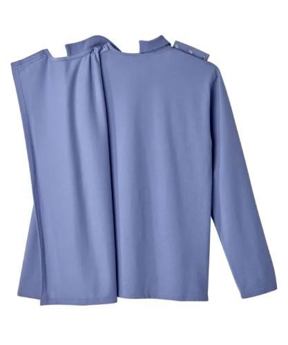 Image 3 of Silverts Men's Adaptive Open Back Polo Shirt with Long Sleeves