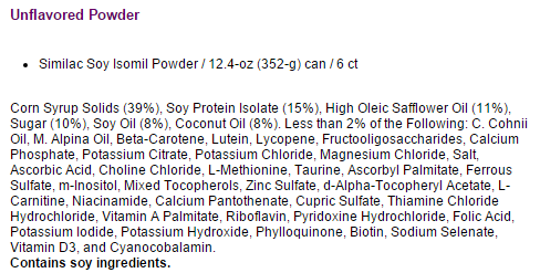Similac Soy Isolmil 12.4 Powder Ingredients