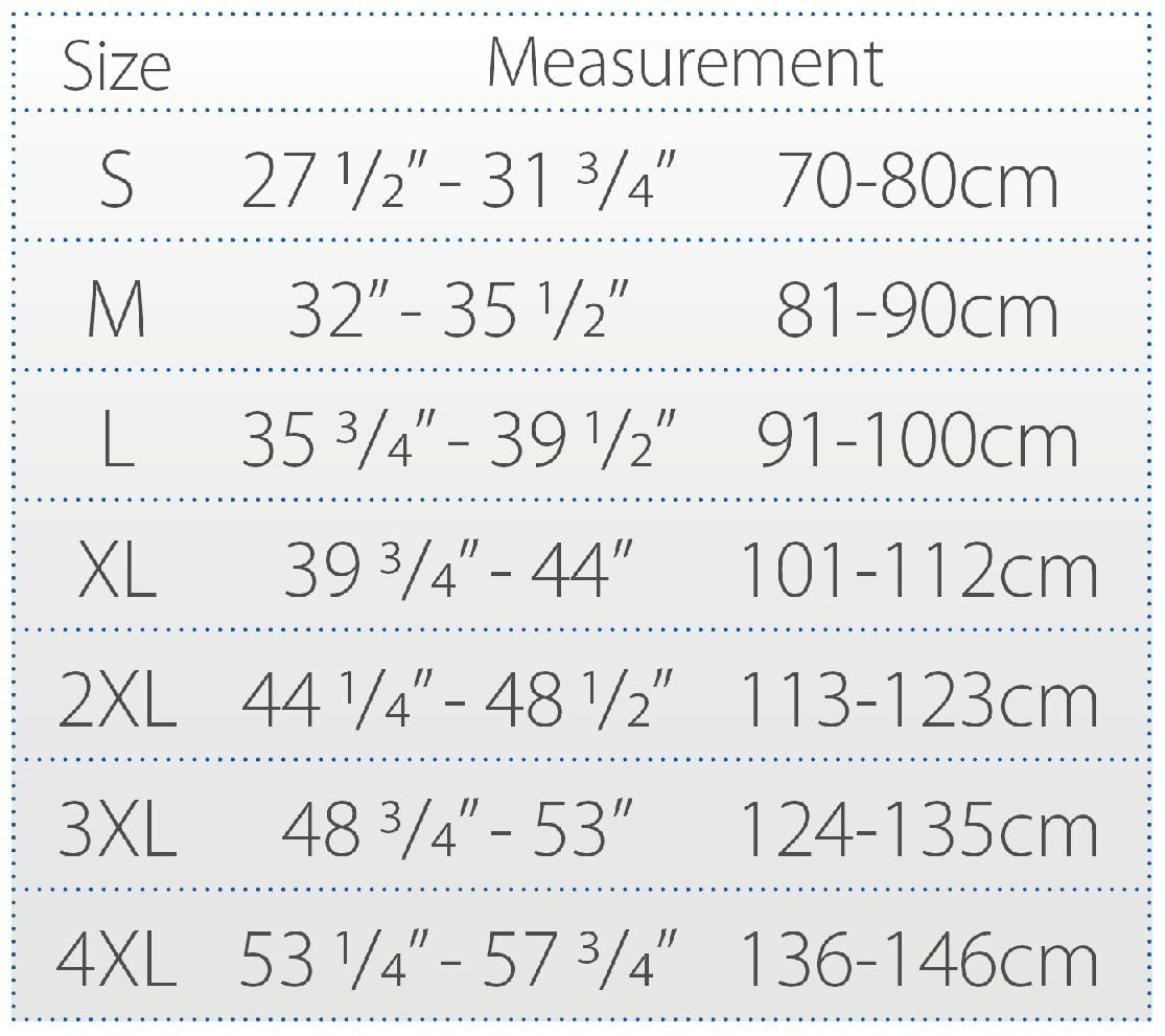 Lumbar Support Sizing Chart