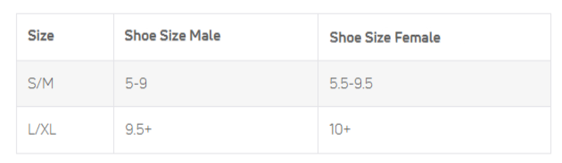 Shoe Size Chart