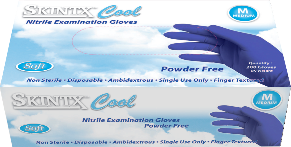 Image 1 of SKINTX Cool Blue Soft Nitrile Exam Powder-Free Gloves