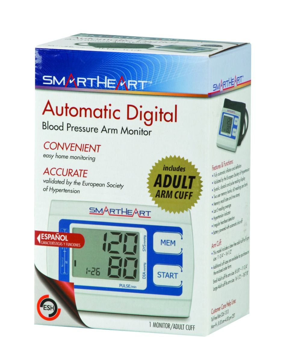 Veridian 01-539 SmartHeart Adult Arm Cuff Automatic Digital Blood Pressure Monitor