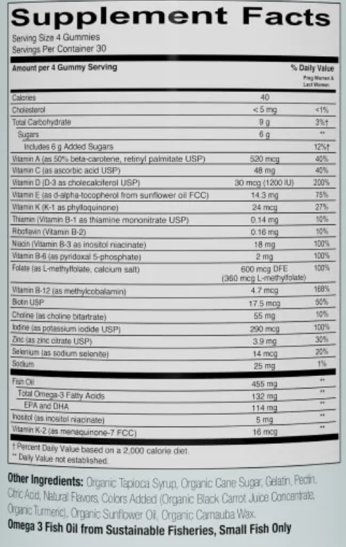 Supplement Facts label with ingredient list