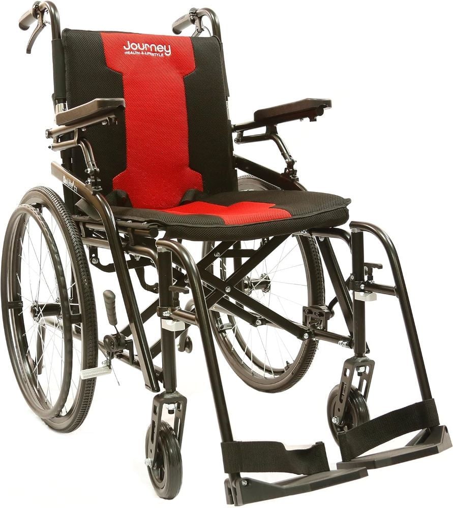 Black frame with red seat accents