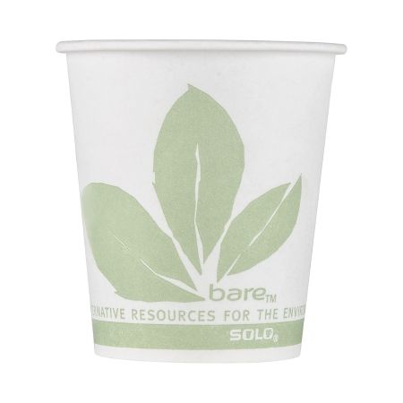 Image 1 of Bare Eco-Forward Leaf Print Wax Coated Paper Drinking Cups
