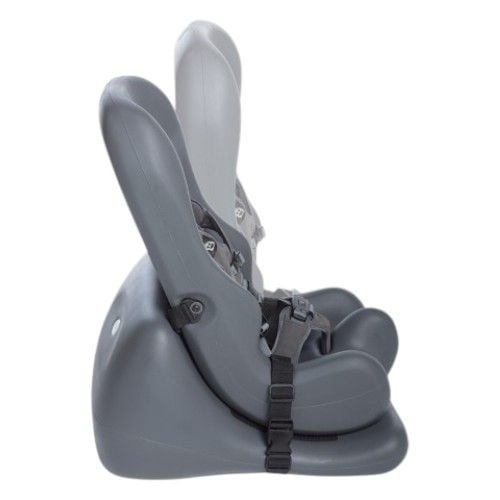 Gray soft-touch sitter on floor wedge