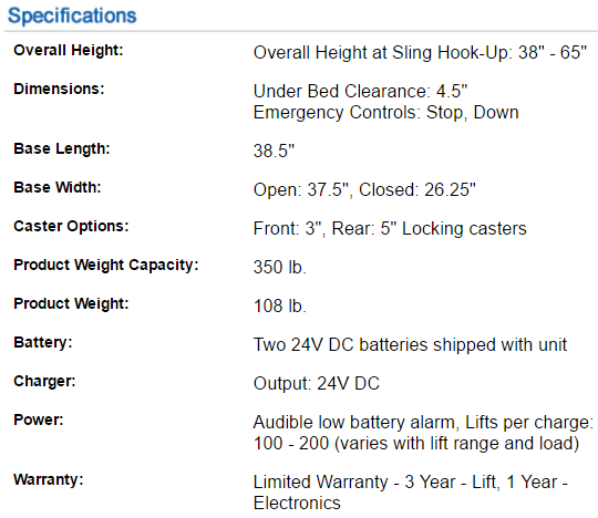 Specifications