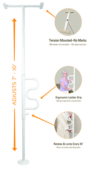 Stander 1100 Security Pole & Curve Grab Bar