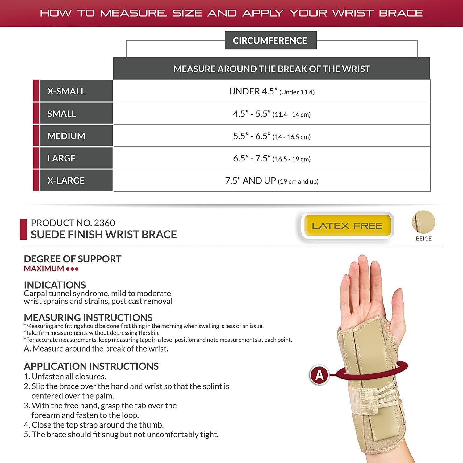 Image 5 of OTC Suede Finish Wrist Brace