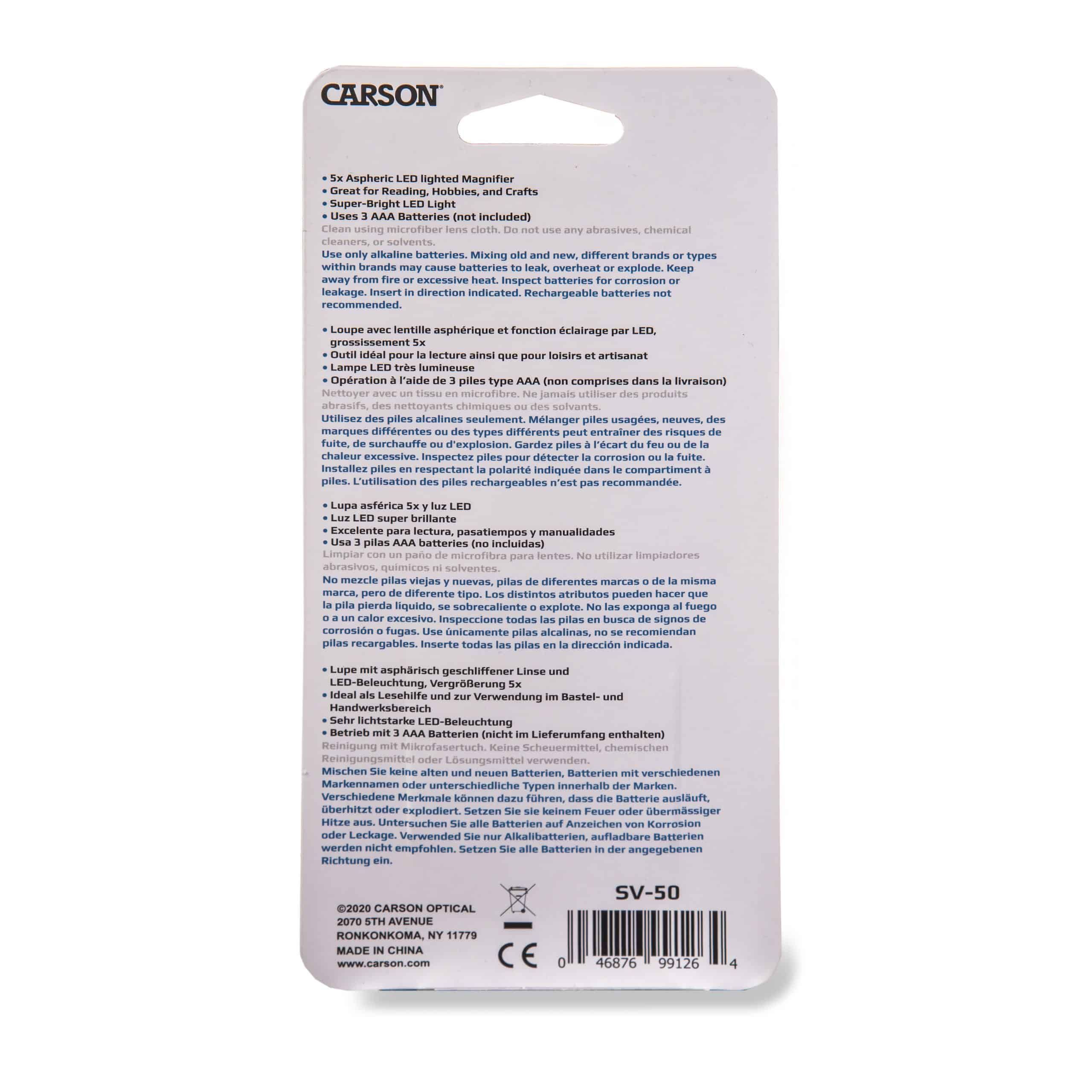 Image 6 of Carson Optical Round LED Lighted 5x Magnifier, 2.5-Inch