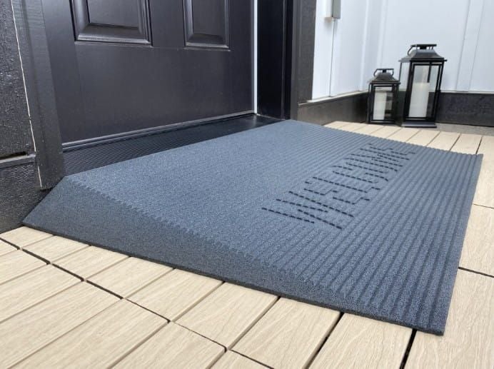 EZ-ACCESS TRANSITIONS Grey Angled Entry Mat - Welcome