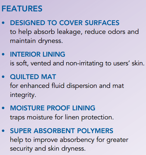 TENA EXTRA Underpad Features