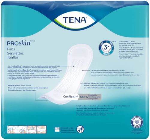 ProSkin Bladder Control Pad, Back of Package