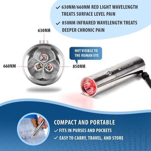 Red Light Torch offers three wavelengths for surface and deeper pain issues.