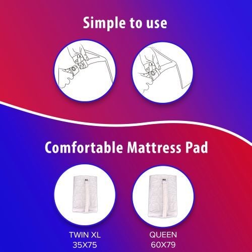 Thermacycle mattress pads are easy to use and come in Twin XL (35 x 75 in.) and Queen (60 x 79 in.)