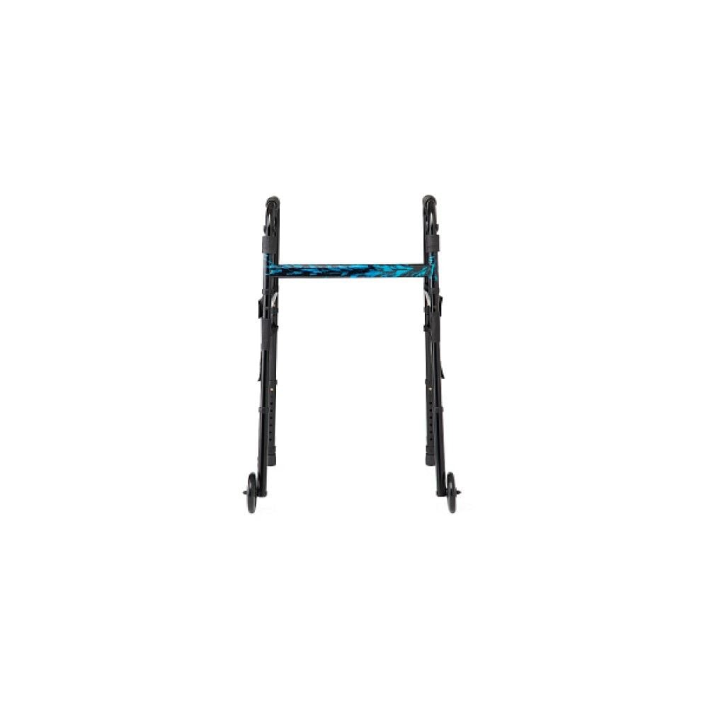 A front view of the Medline Folding Trigger Walker